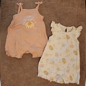 0-3 Months Pink and White Baby Romper Set
